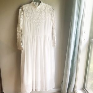 JINWU White Festival Lace top Dress